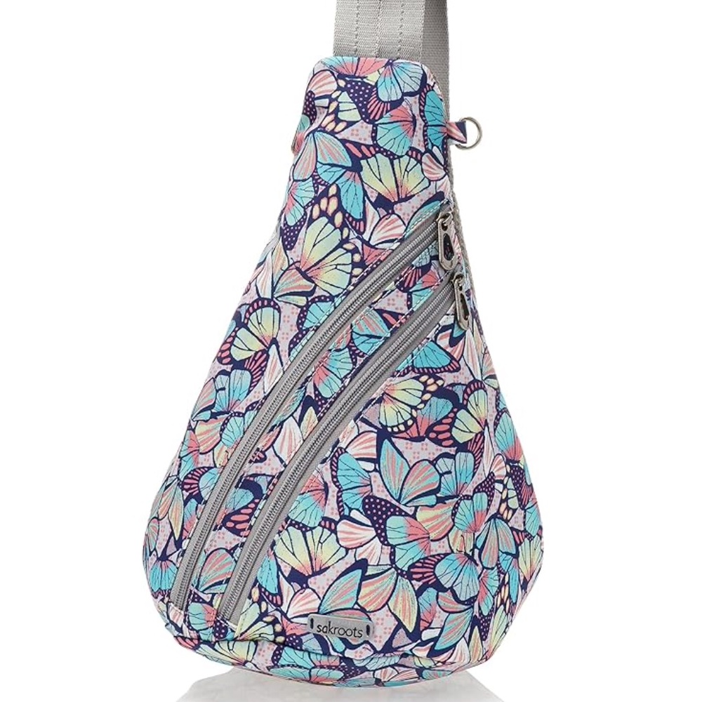 NWT Sakroots Navy Butterfly Bloom On The Go Sling Backpack